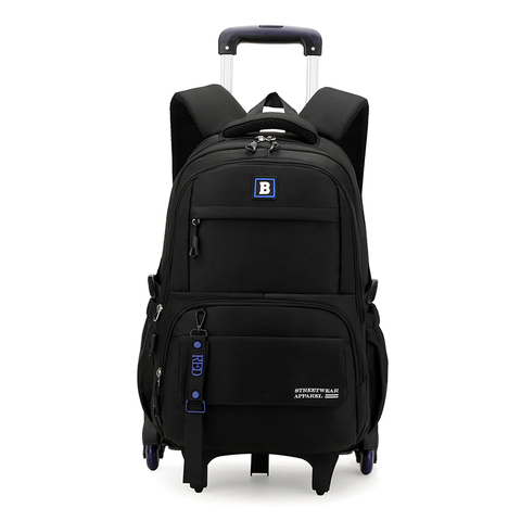 Factory Low Price Rolling Backpack Large Capacity Boys School Bags Nylon Casual Trolley Bag With Wheels Business Travel for Men