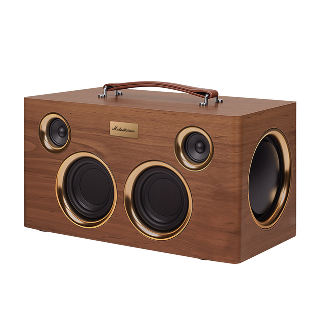 ME08, Retro Wooden Vintage 120W Wireless Portable Speaker with Deep Bass Subwoofer Support HDMI, AUX IN,U Disk Ports