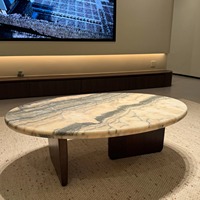 Table basse en marbre de luxe moderne Rosso personnalisée, plateau en pierre naturelle pour salon, bar à domicile, villa et hôtel