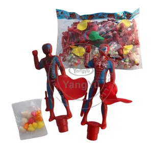 Funny toy spiderman cartoon and balloon halal sweet candy toy