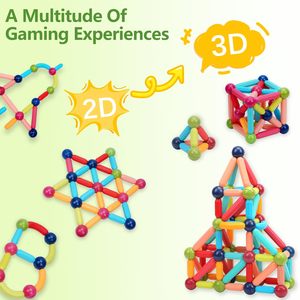 Bloques de Construcción Magnéticos de Plástico - Juguetes Sensoriales Montessori y de Aprendizaje STEM para Niños Mayores de 3 Años, Kit con Imanes Más Fuertes - Product Image 3