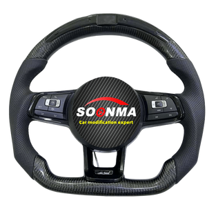 Volante Deportivo de Fibra de Carbono y Cuero con LED Forjado para VW <span class=keywords><strong>Golf</strong></span> 6 7 7.5 8 GTI R MK5 MK6 MK7 MK8 Polo Passat Tiguan Scirocco - Product Image 6