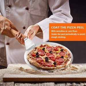 Pelle à <span class=keywords><strong>pizza</strong></span> grande en acier inoxydable avec manche en bois de caoutchouc, spatule à gâteau, plateau à <span class=keywords><strong>pizza</strong></span> - Product Image 6