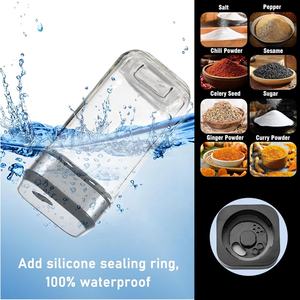 2025 salière et poivrière <span class=keywords><strong>de</strong></span> cuisine 120ml avec trous <span class=keywords><strong>de</strong></span> coulée réglables pots à épices en verre carrés avec couvercles rotatifs en acier inoxydable - Product Image 5