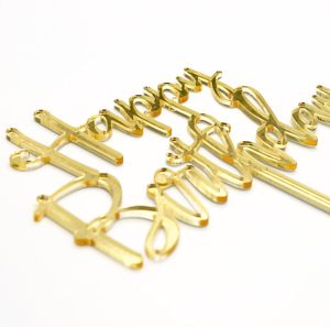 Decorazione per Torta di <span class=keywords><strong>Compleanno</strong></span> in Acrilico Dorato a Specchio, Elegante e Versatile Ornamento per Feste e Ricordo per Celebrazioni Familiari - Product Image 5