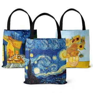 Eco Friendly Van Gogh Art <b>Canvas</b> <b>Tote</b> Bag Reusable Grocery Shopping Bag with Classic Oil Painting Prints - Product Image 1