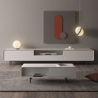 Meubles de salon en gros à finition très brillante : Meuble TV, console multimédia en bois, ensemble meuble TV et table basse, unité murale TV
