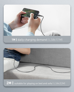LDNIO LS861 Bon marché Prix Bonne qualité 2.1A 1M PVC Type C Smart Mobile Téléphone haute vitesse Charge rapide Câbles de données USB 8PIN Micro - Product Image 5