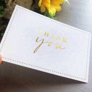 Imballaggio biglietto di auguri regalo personalizzato grazie carta bianca mini grazie per le carte shopping personalizzate con logo in lamina d'oro - Product Image 4