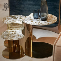 Table basse en acier inoxydable de conception italienne de luxe pour salon, bureau à domicile, mobilier moderne de haute qualité