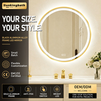 Cermin Kamar Mandi Bundar Sentuh LED Grand Miroir Salle De Bain Aluminium Bingkai Kustom Cermin Pintar Bulat Dengan Lampu LED