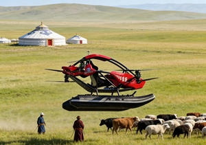Lightweight Carbon Fiber Red Rotary Wing Gyroplane Single Seat <b>Remote</b> Control Vertical Takeoff Landing Aircraft Model 4K <b>Camera</b> - Product Image 3