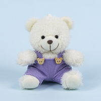 Porte-clés en peluche ours en fourrure mini ours assis avec boutons en bois, breloque de sac, cadeau
