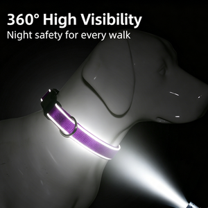 Collar Reflectante Nocturno para Perro con Correa de Tracción, Material de Buceo Transpirable, Collar para Mascotas, Collares para Perros Medianos y Pequeños - Product Image 5