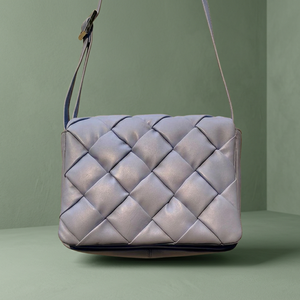 New Gray <b>Quilted</b> Full Grain Leather Shoulder Bag Diamond Lattice Pattern Zip Closure <b>Single</b> Strap Women's Daily Use All Seasons - Product Image 3