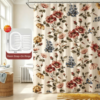 Rideau de Douche Vintage Floral Imperméable Écologique Anti-Moisissure avec 12 Crochets en Résine, Design Personnalisable, Renforcé pour Maison et Hôtel