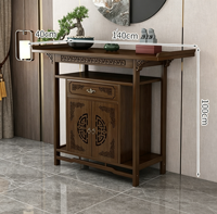 Mesa de Altar de Bambú Natural de Estilo Chino Moderno con Cajón y Gabinete de Doble Puerta para el Santuario del Buda en el Hogar y la Entrada