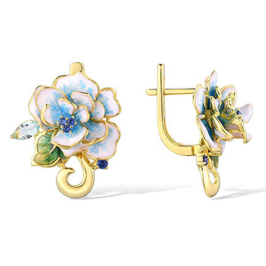 Boucles d'oreilles fleur de freesia pour femmes, bijoux élégants à motifs floraux peints - Product Image 6