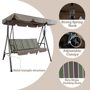 <span class=keywords><strong>Alicia</strong></span> comoda sedia a dondolo a 3 cuscini per Patio con struttura in acciaio resistente a baldacchino regolabile cuscino rimovibile-per esterni - Product Image 4
