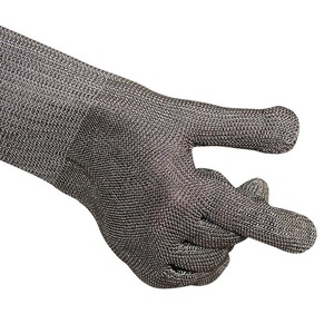 قفازات أمان صناعية ثقيلة مضادة للقطع ANSI A9، بأكمام طويلة إضافية 38 سم، مصنوعة من الأسلاك الفولاذية المقاومة للصدأ - Product Image 3