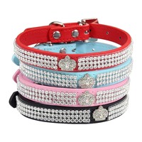 Collier pour chien en cuir avec couronne en strass, réglable, collier brillant pour animaux de compagnie, pour chiens et chats de petite et moyenne taille