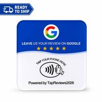 Offre Spéciale – Prêt à l'emploi – Autocollant de table NFC en acrylique étanche 100x100mm pour avis Google – Plaque intelligente de commentaires pour entreprises – Tappez pour noter