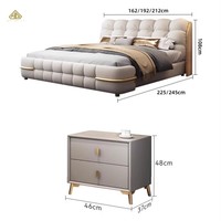 Meuble de chambre à coucher de luxe américain en vente chaude, tête de lit en cuir véritable haut de gamme, lit king-size, meubles de chambre à coucher en bois