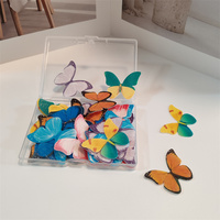 Décoration de gâteau en papier gaufré écologique de luxe, fleurs de papillon en feuille 3D artificielles comestibles, élégantes et glutineuses