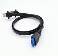 Placa base de 30cm, 20 pines a doble USB3.0, Cable de extensión de datos hembra con orificio de tornillo, Cable de datos de chasis de Panel frontal IDE 20p