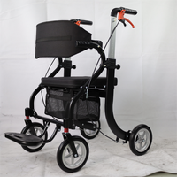 Chariot de courses tout-en-un en aluminium, déambulateur pour personnes âgées avec réglage en hauteur