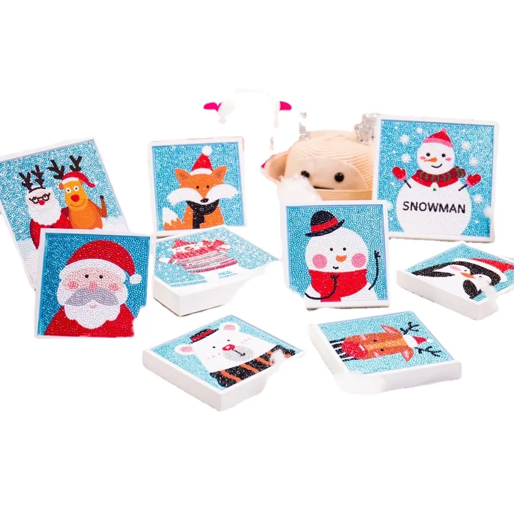 Natal Diamante Pintura Kits Para Crianças Cross Stitch Home Decor Papai Noel Boneco De Neve Decoração De Natal Handwork Children Gift