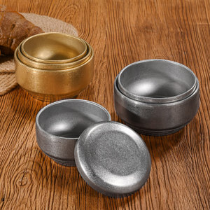 Bol à riz rétro en acier inoxydable 304 avec couvercle, double couche anti-brûlure, bol à soupe couleur unie pour usage domestique - Product Image 2