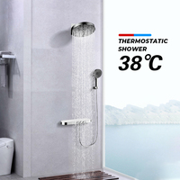 Ensemble de douche de pluie robinet mural exposé colonne de douche de salle de bain multifonctionnelle de luxe avec mitigeur