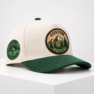 Wholesale Custom Embroidered Logo Unisex Cotton/Corduroy 5 Panel Curved Brim Bill Snapback Waterproof 2-Tone Baseball Caps Hat - Product Image 2