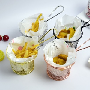 Cesta de malla metálica multifuncional moderna <span class=keywords><strong>para</strong></span> freír patatas fritas y aperitivos, con filtro de aceite y protección antiescaldaduras - Product Image 1