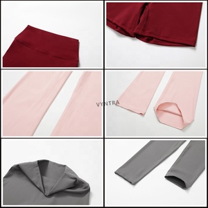 Tenues d'entraînement pour femmes 4 pièces à manches longues Fitness Gym Yoga Activewear T-shirt Leggings Flare Pants Stretchy Sports Tee Apparel Set - Product Image 6