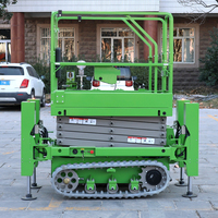 300kg Tragfähigkeit 4m 6m 8m 10m Automatische Nivellierung Geländegängige Kleine Raupen-Scherenbühne mit Selbstfahrfunktion