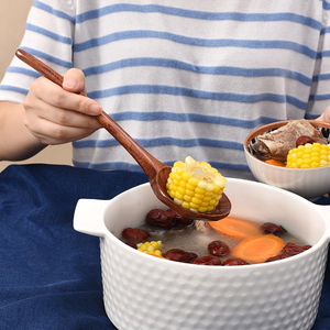 Cuillère à soupe en bois japonaise Ajisen <span class=keywords><strong>Lamian</strong></span> Noodles, cuillère à riz à long manche, personnalisation d'usine - Product Image 4