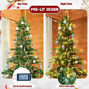 Árbol de Navidad Artificial Preiluminado de Abeto Aspen con Luces Cálidas Amarillas, Puntas de Ramas Mixtas de PVC, Árbol de Navidad Verde Disperso - Product Image 3