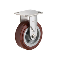 Roue pivotante industrielle en polyuréthane robuste avec plaque supérieure en acier inoxydable, 4, 5, 6 et 8 pouces, vente en gros directe usine Chine