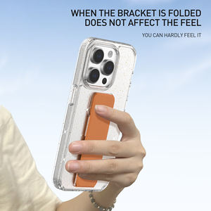 Soonleader venta al por mayor Crystal Clear Glitter Phone Case con soporte de PU a prueba de golpes para Iphone 16 Series - Product Image 4