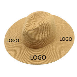 HZM-24192 Logo personnalisé mode <span class=keywords><strong>Panama</strong></span> chapeaux unisexe respirant soleil paille tresse disquette Fedora plage chapeaux de paille - Product Image 2