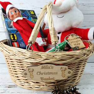 Kids Empty Woven Wicker Willow Gift Hamper Xmas Decorative Christmas Storage Basket for Gifts