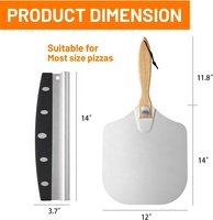 Pelle à pizza pliable en métal de 12 pouces sur 14 pouces avec poignée en bois, ensemble complet de four à pizza et accessoires pour la cuisson
