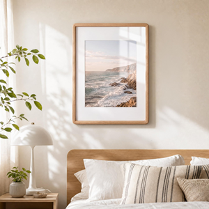 11x14 Vertical Natural Oak Wood Photo <b>Frame</b> Tempered Glass Handcrafted Rounded Corners Matted 8x10 Photos for <b>Wall</b>/Tabletop - Product Image 4