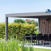 Système de couverture de pergola en aluminium bioclimatique automatique pour extérieur, imperméable, avec toit à lames orientables thermolaquées pour balcon