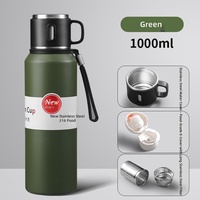Nouvelle gourde isotherme en acier inoxydable 316 à double paroi sans BPA, portable, pour l'extérieur, la voiture, le voyage, le thé, avec couvercle et tasse