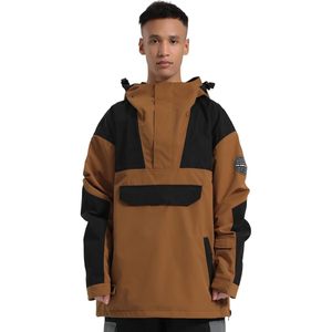 Veste de snowboard personnalisée pour homme, imperméable 15K, coupe ample, avec capuche, design color block, logo sur la manche gauche - Product Image 1