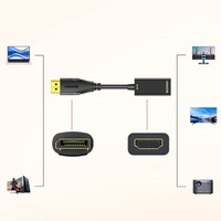 SAMZHE Convertidor DP a HDMI 4K, Adaptador de Video DisplayPort Macho a Hembra, Cable de 25 cm para Computadora de Escritorio, Laptop, TV, Monitor, Proyector