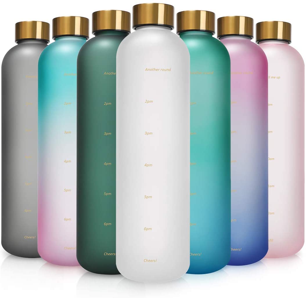 Borosilicate Glass Water Bottle With Time Marker 32 OZ, 1 Liter,  Motivational Reusable Water Bottles - BPA Free| Alibaba.com